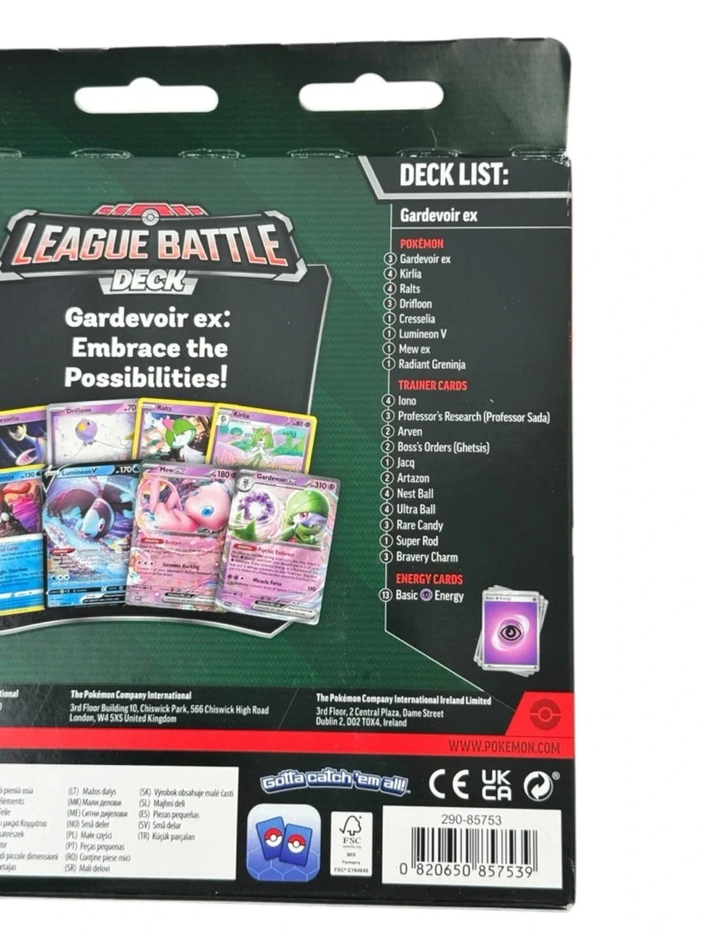 Pokémon TCG Gardevoir ex League Battle Deck Sealed Competitive Deck New